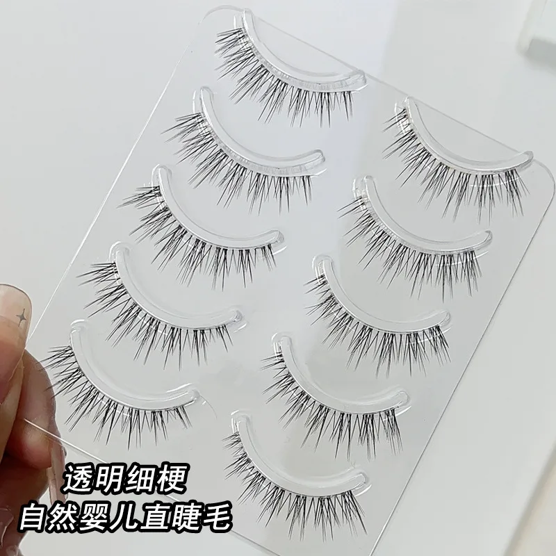 5 Paar Koreaanse Vos Stijl Valse Wimpers Natuurlijke Simulatie Manga Wimper Extensie Transparante Steel Piekerige Handgemaakte Make-Up Tools