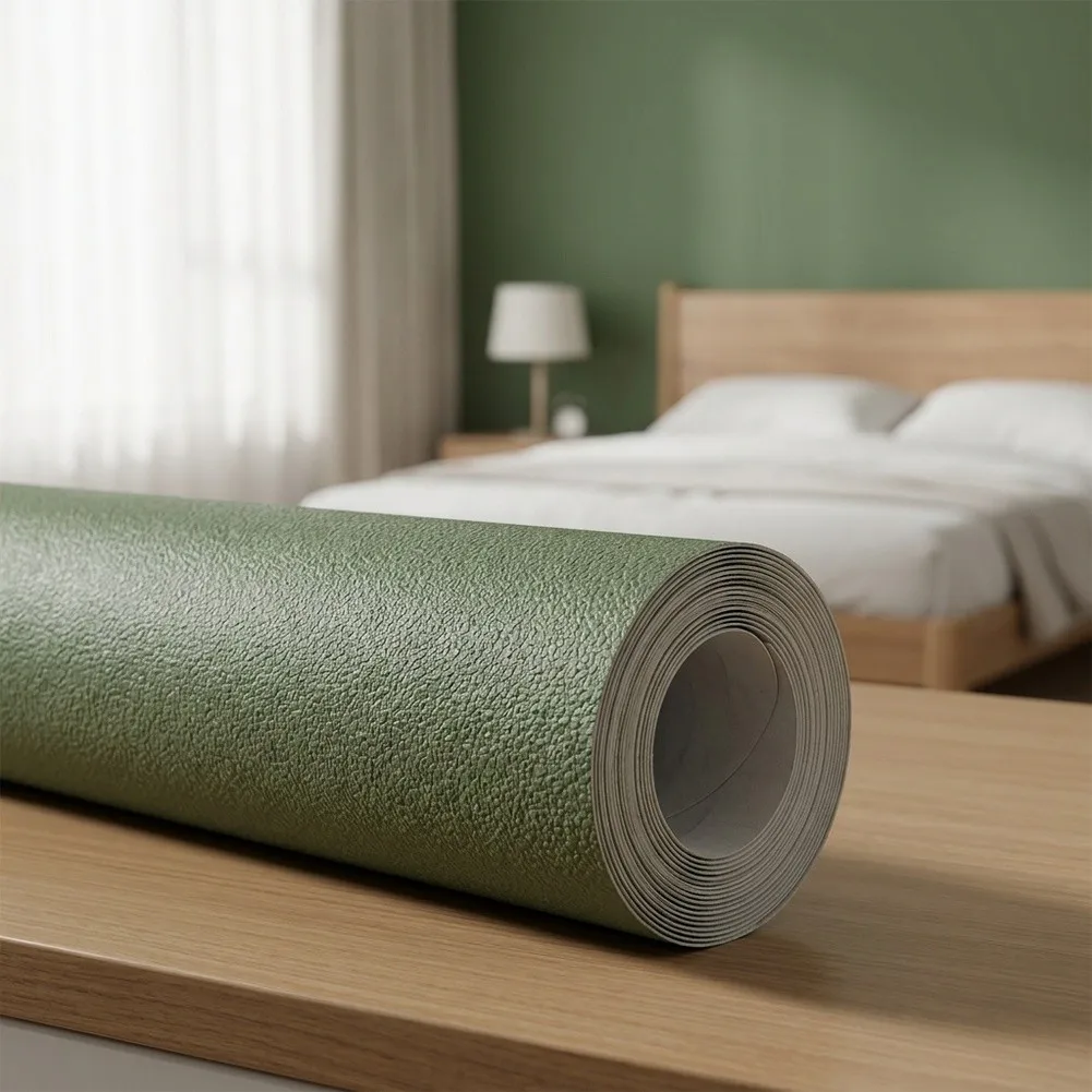 For Bedrooms Mold-Resistant Wallpaper Matcha Green Wallpaper 40*300cm Modern Aesthetic for versatile Use Chic Backdrop