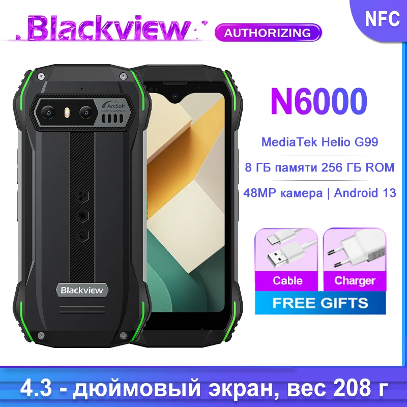 blackview mini camera de exibicao robusta android 13 helio g99 octa core 16gb 256gb cameras de 48mp n6000 43 suporte nfc 01