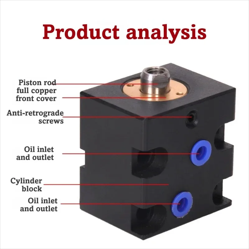 Square Thin Hydraulic Cylinder Compact Size Bore 20mm to 80mm Stroke 10mm to 100mm With Internal Or External Thread