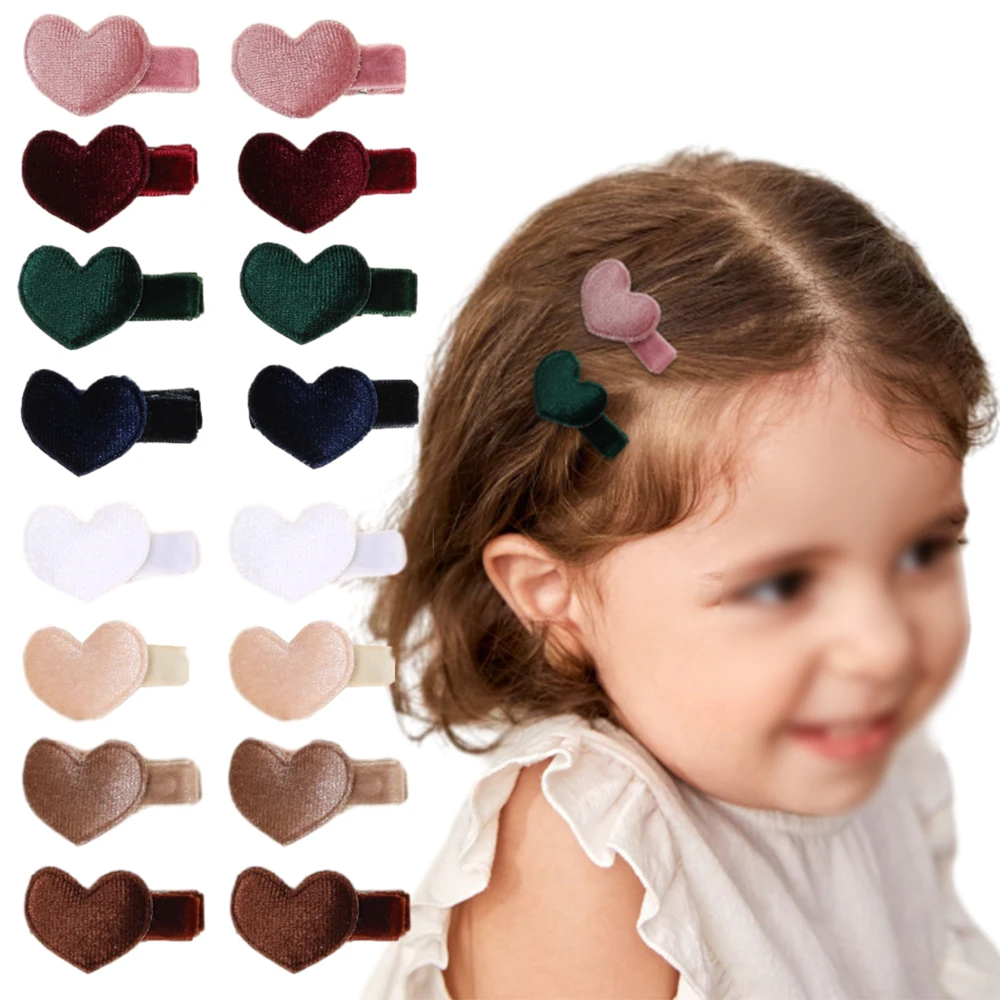 ncmama 8PCS Red Love Heart Velvet Bow Hair Clips for Toddler Girls Cute Winter Bowknot Hairpins Baby Barrettes Hair Accessories