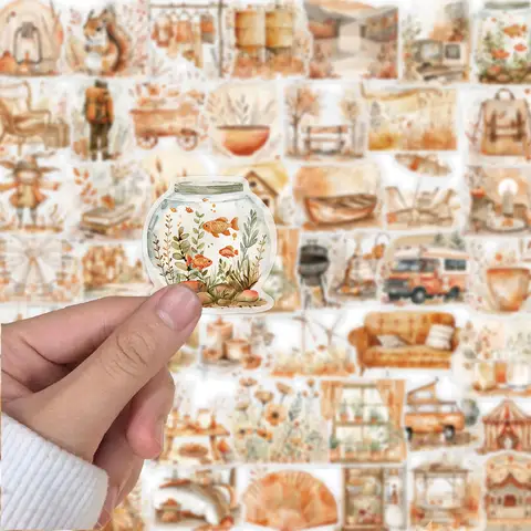 50PCS Watercolor Clip Art Stickers Exquisite Handheld Materials Phone Cases Laptop Suitcases Water Cups Waterproof Stickers