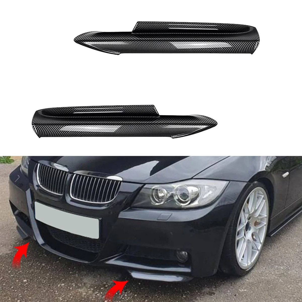 Dla serii 3 E90 E91 320I 330I 2005-2008 Zderzak przedni Kątowy dyfuzor Splitter Spoiler Protector