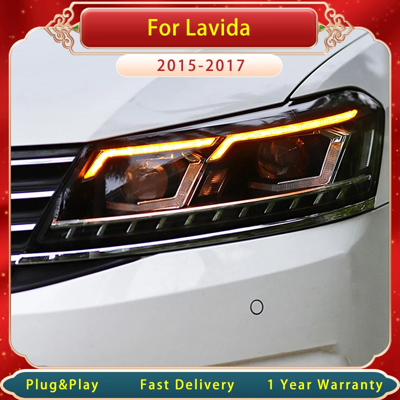 Car Head Light For Volkswagen Lavida 2015-2017 Dynamic LED  Lens Blue Starter  DRL Upgrade New Design Head Light  Assembly