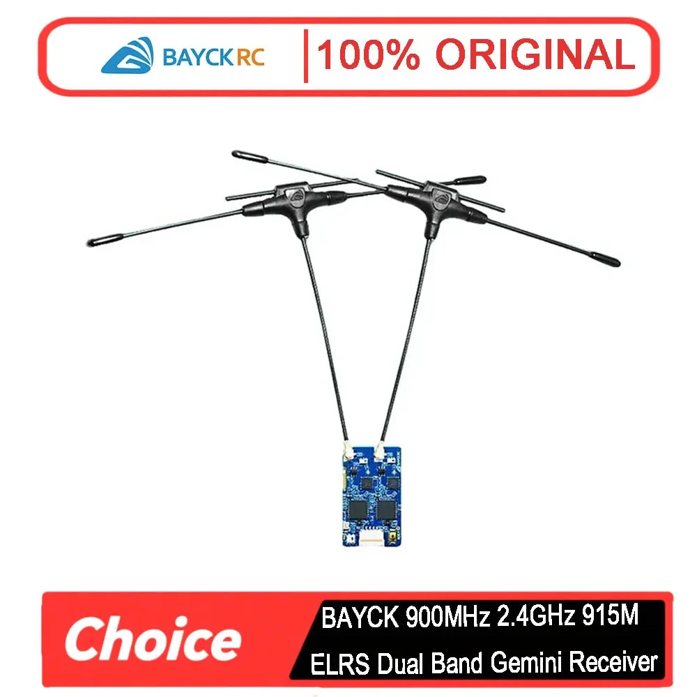 

BAYCK ELRS Dual Band Gemini Receiver (900MHz/2.4GHz/915MHz, TCXO) Long-Range for FPV Racing Drones & Fixed-Wing RC