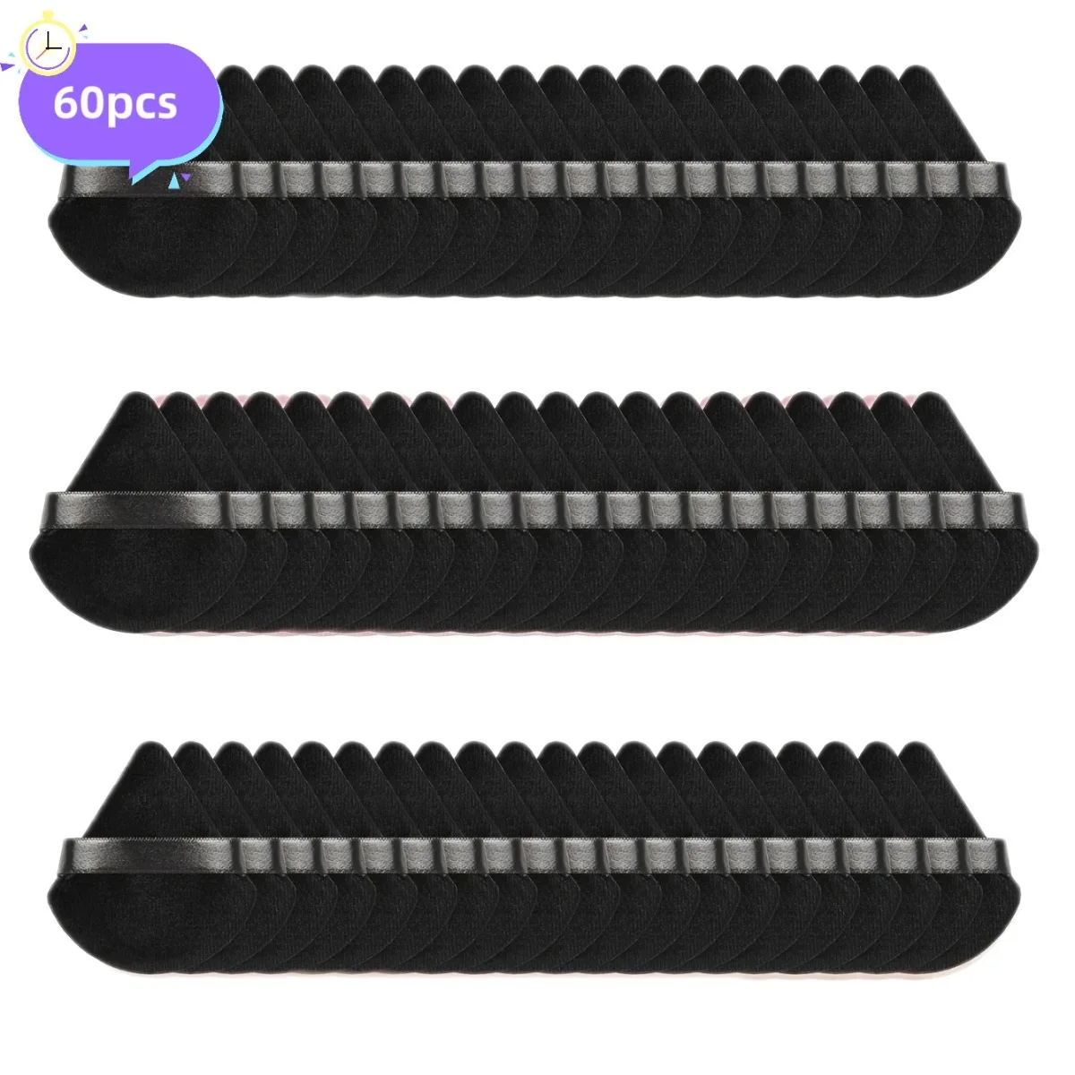 Set di soffio di polvere in velluto da 60 pezzi: frullatori triangolari per viso/corpo per cipria e fondotinta sciolti |   Spugne Ultra Contorno per Occhi/Cornelli