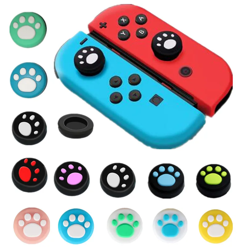 2Pcs Cat Paw Silicone Thumb Stick Grips for Nintendo Switch Lite Joy-Con NS Wii Gamepad Controller Joystick Button Case Cover
