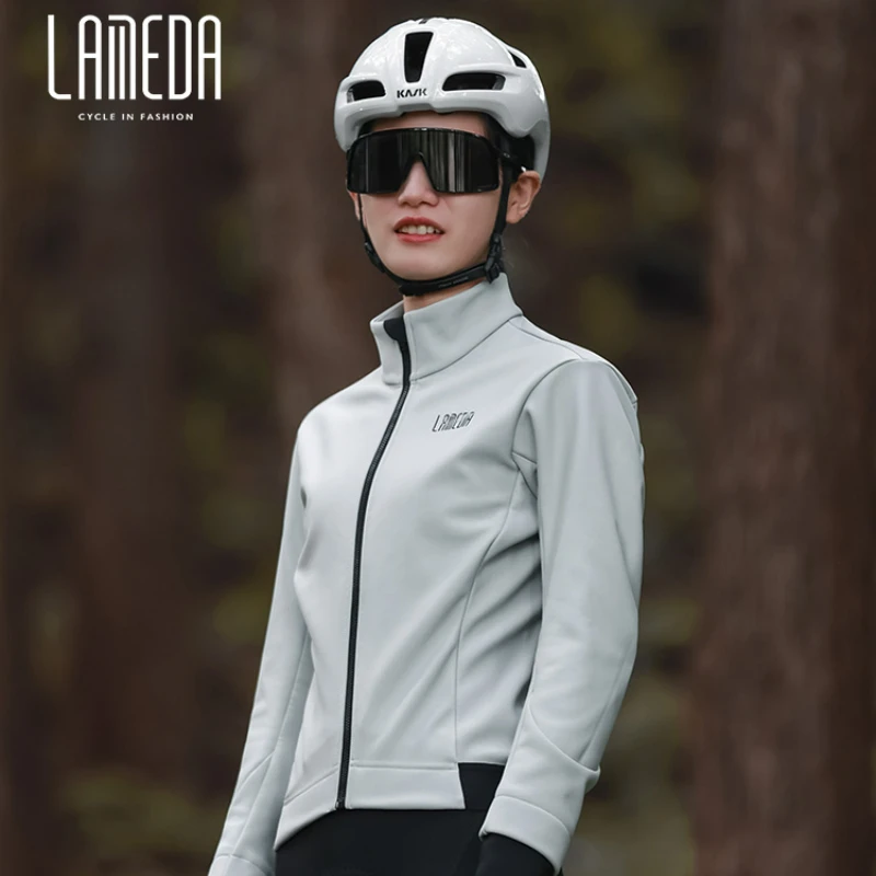 Lambda-Winter Bike Coat with Pockets for Women, Warm Windproof Bicycle Clothes, Long Sleeve Thermal Fleece Cycling Jacket image 5