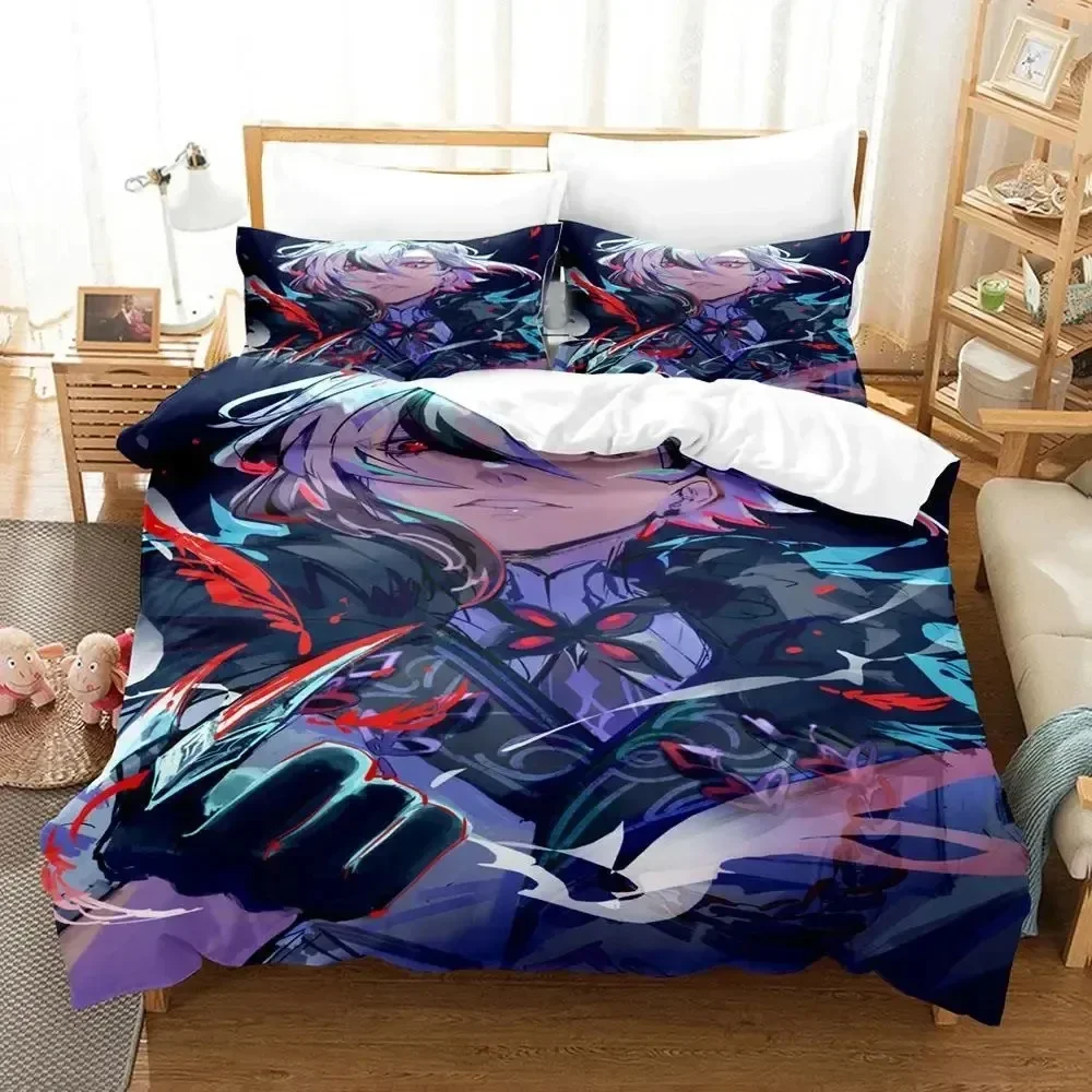 Anime Genshin Impact Arlecchino Bedding Set Duvet Cover Bed Set Quilt Cover Pillowcase Comforter king Queen Size Boys Adult