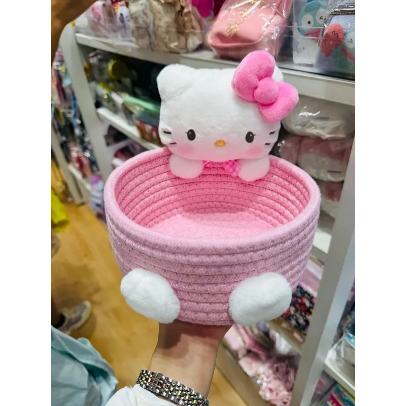 Mir de rangement Hello Kitty, joli panier de rangement, boîte de rangement de cosmétiques de dessin animé, bureau, collations, maison, fille, cadeau, nouveau