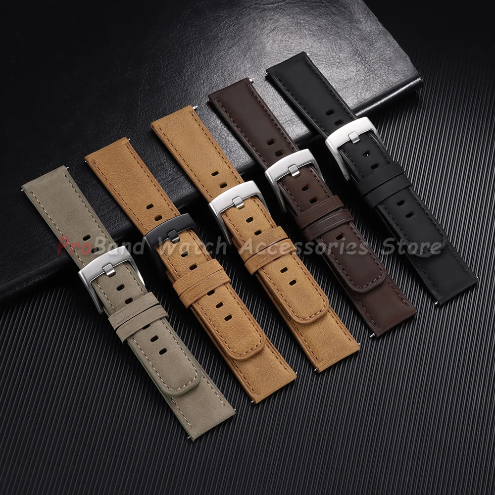 Calfskin Leather Watch Band 20mm 22mm Strap Universal Smartwatch Replacement Bracelet Quick Release