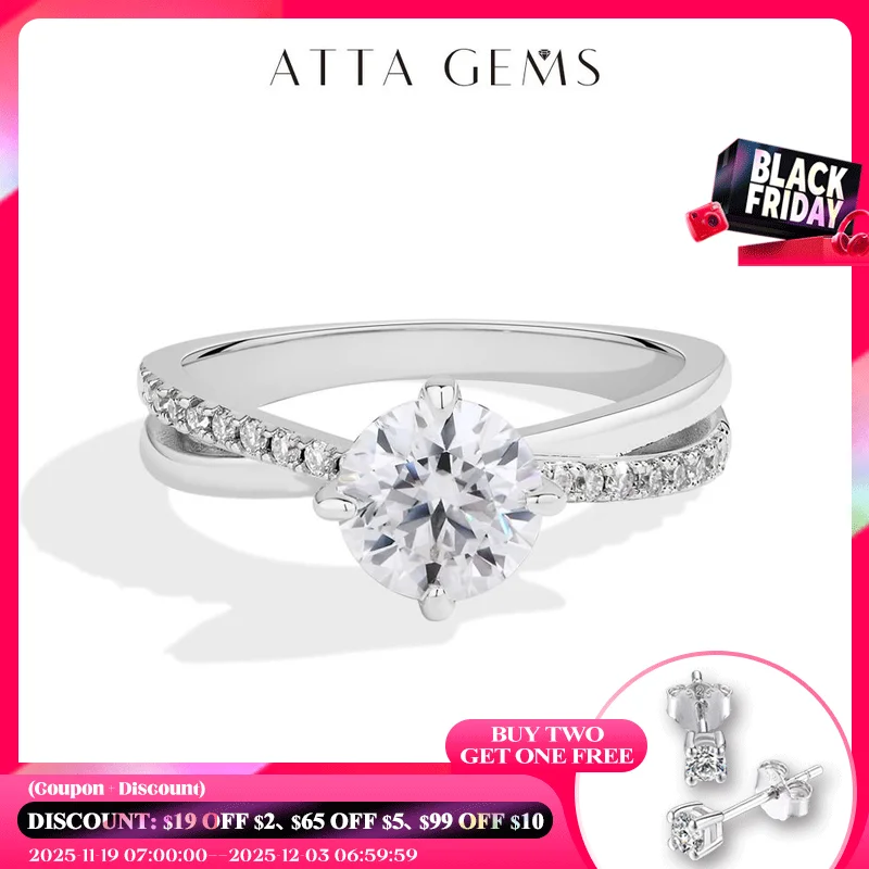 

ATTAGEMS Classic Moissanite Wedding Ring Four Claws Original s925 Sterling Silver Jewelry for Women Engagement Band High Quality
