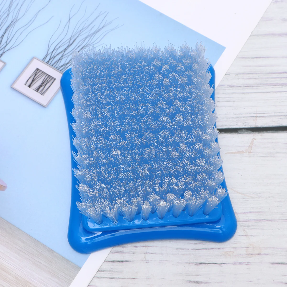 

1pc Wool Felt Base Hair Brush Sky-Blue L Lightweight Plastic Handle For Shoes Cloth Cleaning Portable Polishing Tool Craft