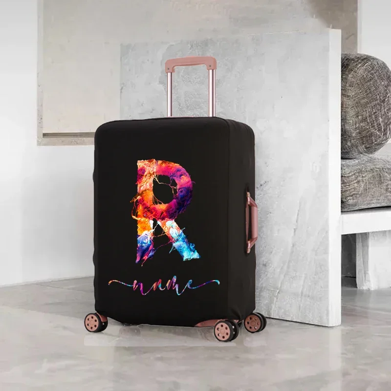 Custom Name Luggage Protective Cover Travel Thicken Elastic Creative Letter Print Apply To 18-32" Baggage Detachable Dust Bags