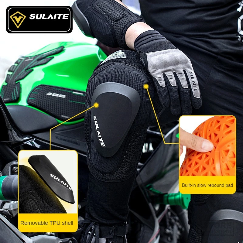 SULAITE 2/4Pcs Motocross Riding Pro Knee Guard Anti-fall Elbow Pads Motorcycle Bike Downhill Roller Skating Pad