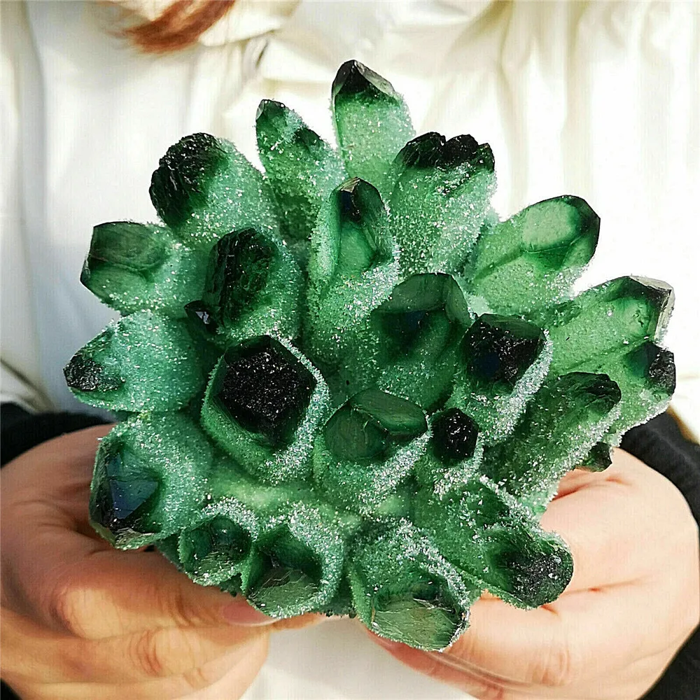 

PHANTOM-Rough Splicing Mineral Specimen, Pretty Green Crystal Cluster