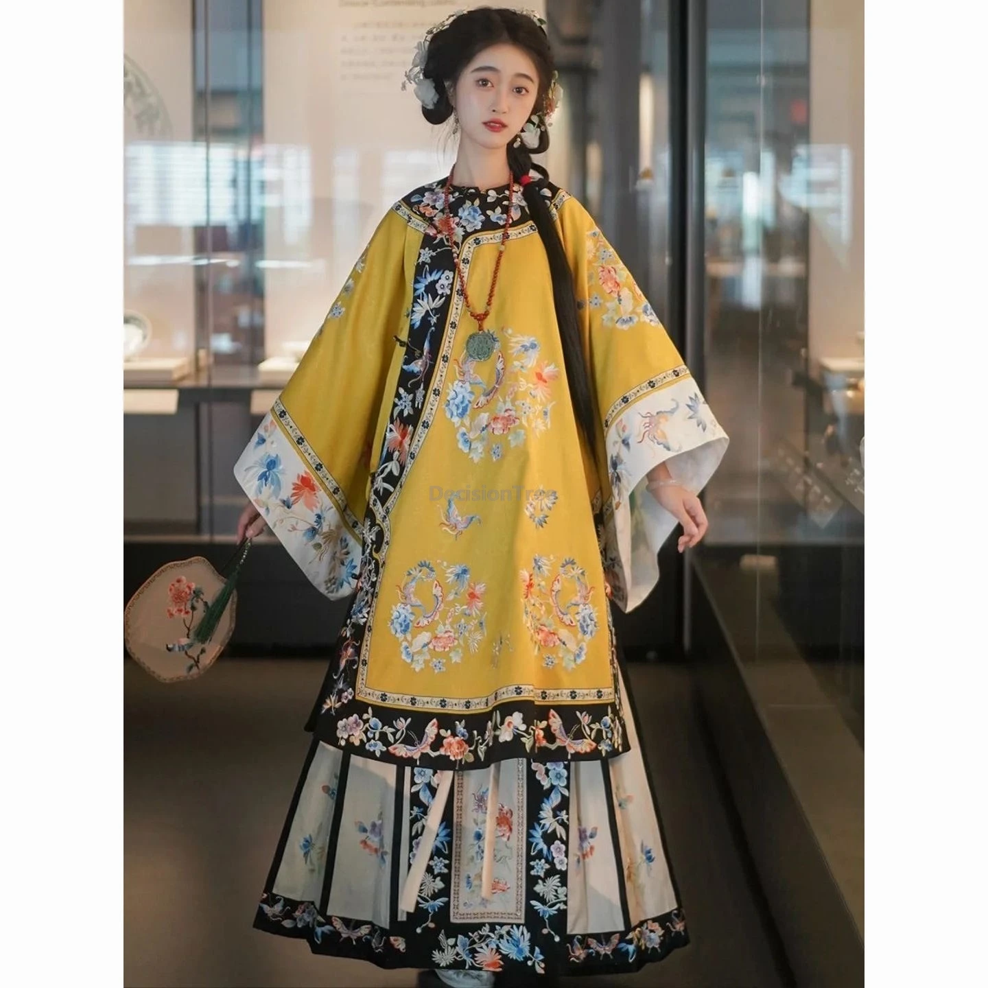 

2025 ethnic style printed round collar hanfu chiese qing style traditional improved hanfu women's ancient style cosplay costume