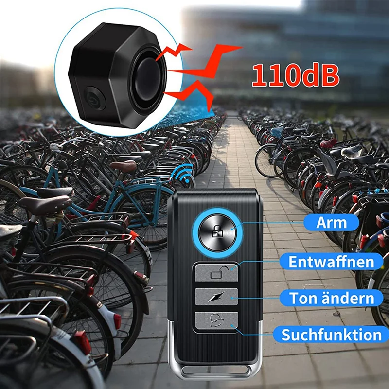 

ABUE-Bicycle Alarm System Bicycle Alarm System With Remote Control Wireless Motorcycle Bicycle Tracker Anti-Theft Bike Alarm