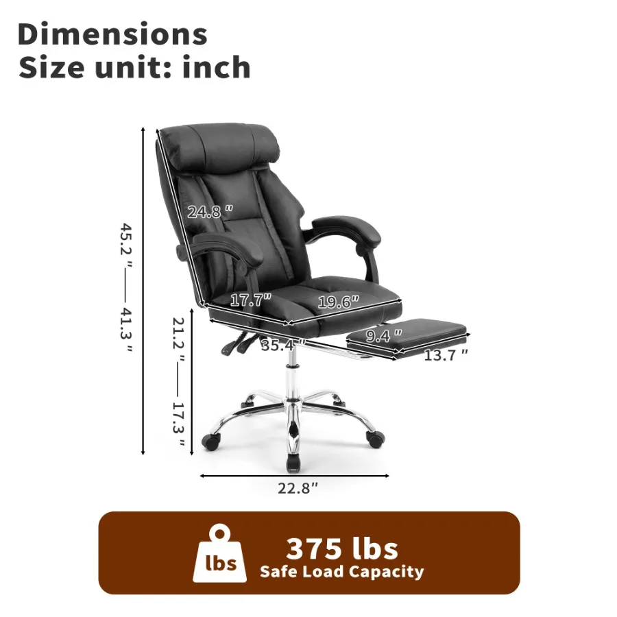 Office Chair Adjustable Height Executive Desk Chair with Foot Rest Comfortable Computer Chair High Back Reclining Gaming Chair view 3