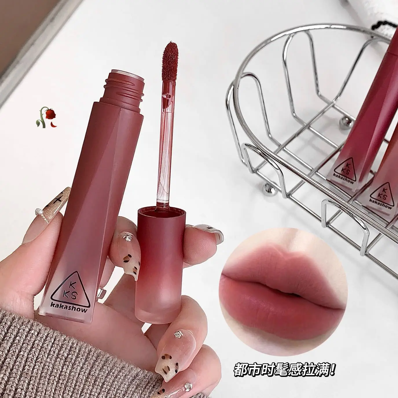 Brillo Labial Mate de Terciopelo Kakashow, Lápiz Labial Líquido Impermeable, Tinte Labial Nude, Maquillaje, Brillo Labial, Cosméticos, Tinte Labial Rojo
