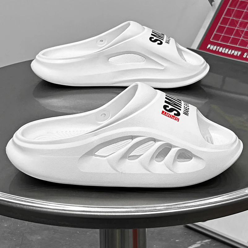 

Мужские удобные пляжные сандалии, летние шлепанцы для улицы, толстые мягкие сабо, повседневные мужские водонепроницаемые тапочки