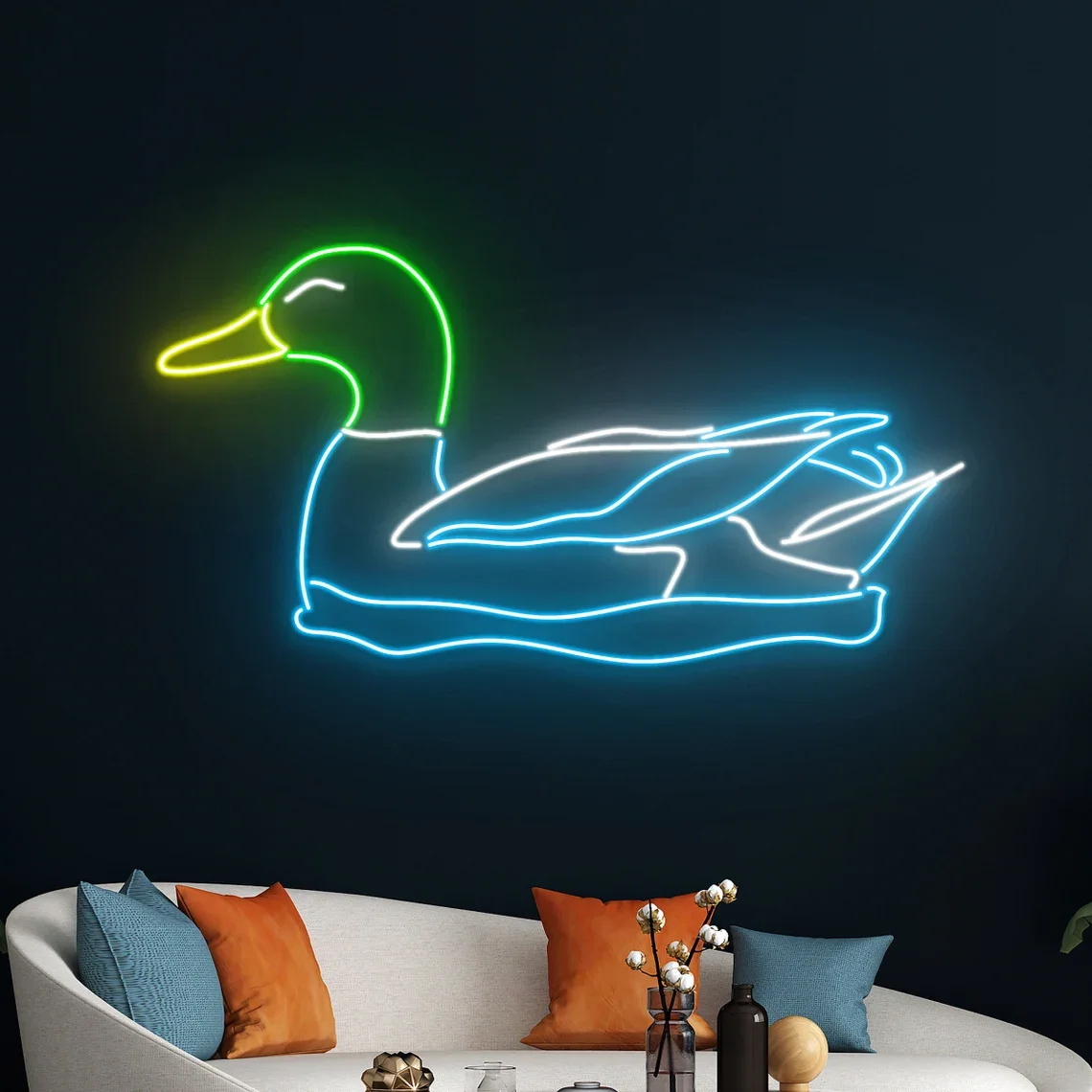 Mallard Duck Neon Sign Duck Swimmin Art Neon Duck in Lake Sign Duck Room Wall Art Decor Home Shop Game Room Decor Gift