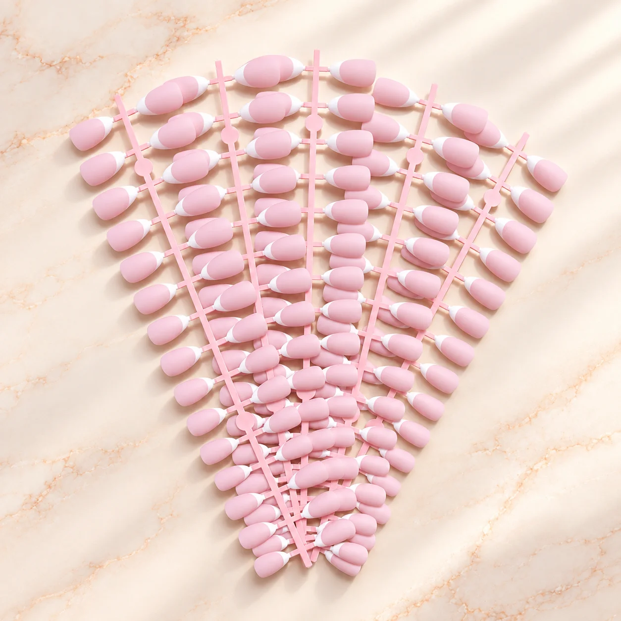 120/150/300Pcs Short Almond Press On Nails Pink White French Tip Full Cover False Nails for Women DIY Manicure Daily Party