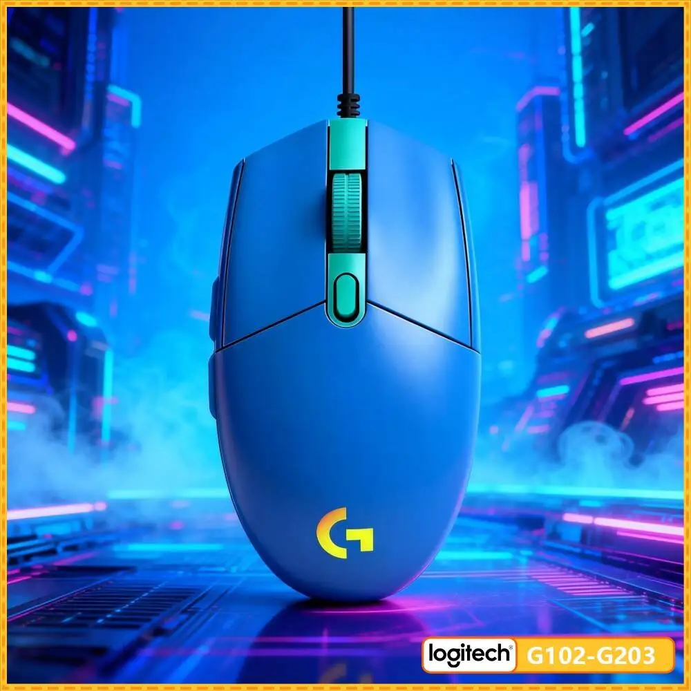 Logitech G203 Wired Gaming Mouse RGB Backlight 8000 DPI 6 Buttons 1ms Response 2.1m Cable Windows Mac Precise