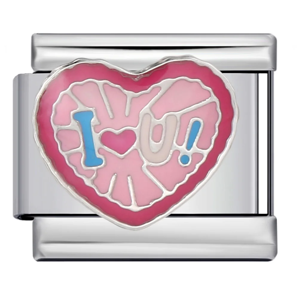 Bunte Glasur Romantisches Liebesherz Valentinstag Italienischer Charm-Anhänger Passend für 9mm Edelstahl-Armband DIY Schmuckherstellung Perlen – Detail 7