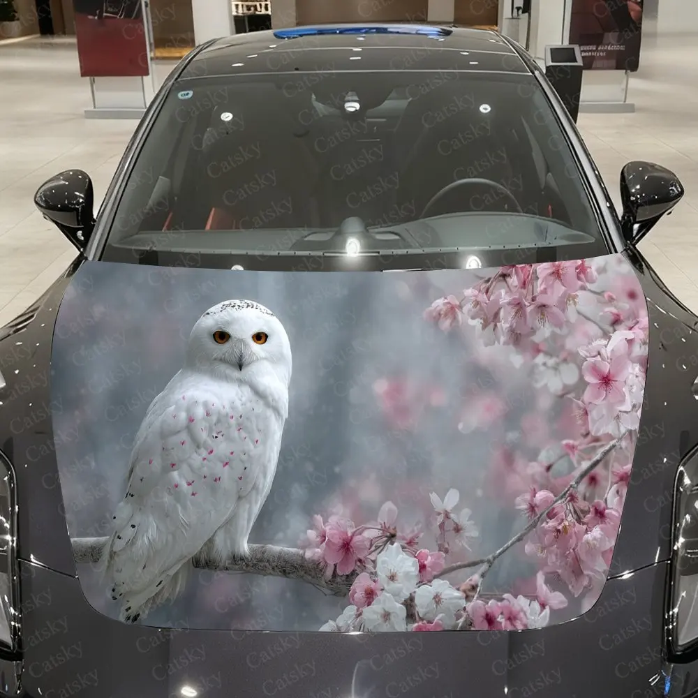 

Виниловая пленка для автомобиля Snow Owl Wrap с розовыми цветами вишни, водонепроницаемая наклейка на капот автомобиля из ПВХ, самоклеящиеся устойчивые к царапинам наклейки