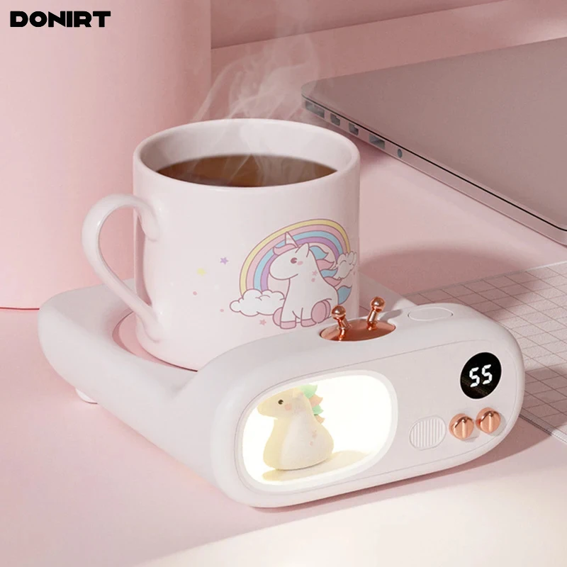 Lovely Pet Coffee Mug Warmer Cup Heater Plate For Tea Milk Desk Heating Coaster 3 Temperature Adjustable LED Display Night Lamp