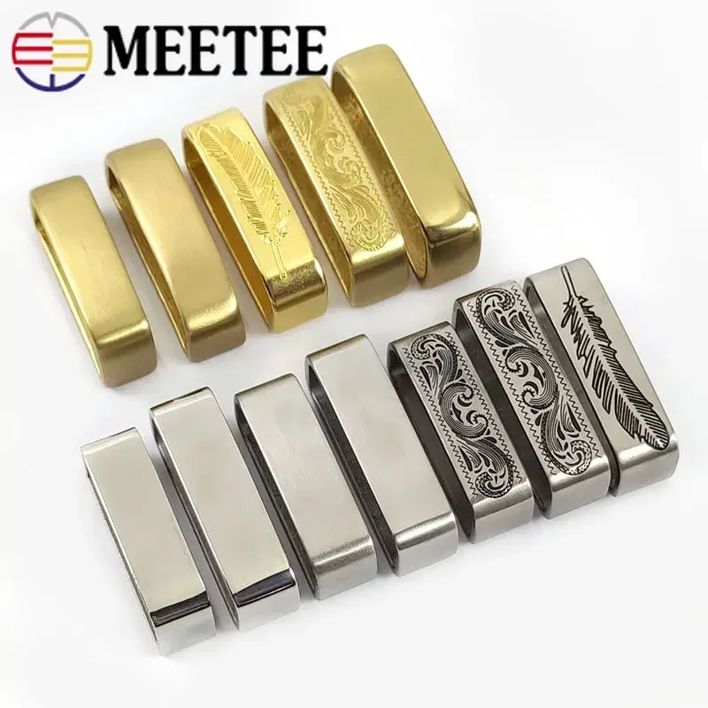 Meetee 35-40mm Metal Pure Copper Belts Loops Hook Solid Brass O D Ring Belt Buckle for Men\'s Clothing Craft Hardware Accessories