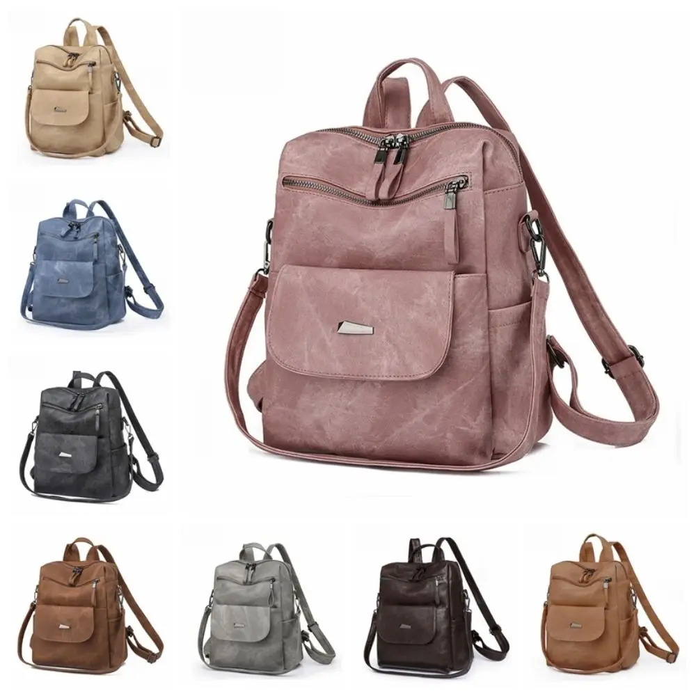 Lichtgewicht PU lederen laptoprugzak Multifunctionele kleurrijke crossbody schoudertas Waterdichte vintage computertas voor dames