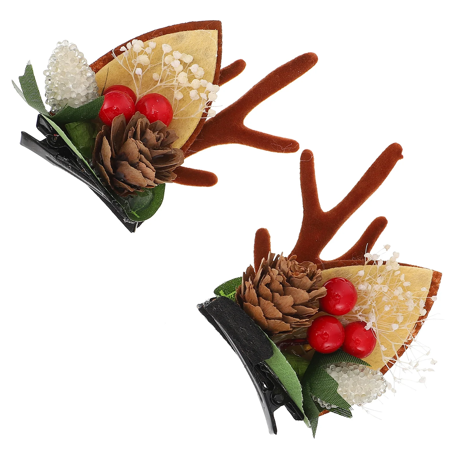 

2 Pcs Reindeer Antlers Hair Clip Holiday Clips Accessories Barrettes Headpiece Hairpin