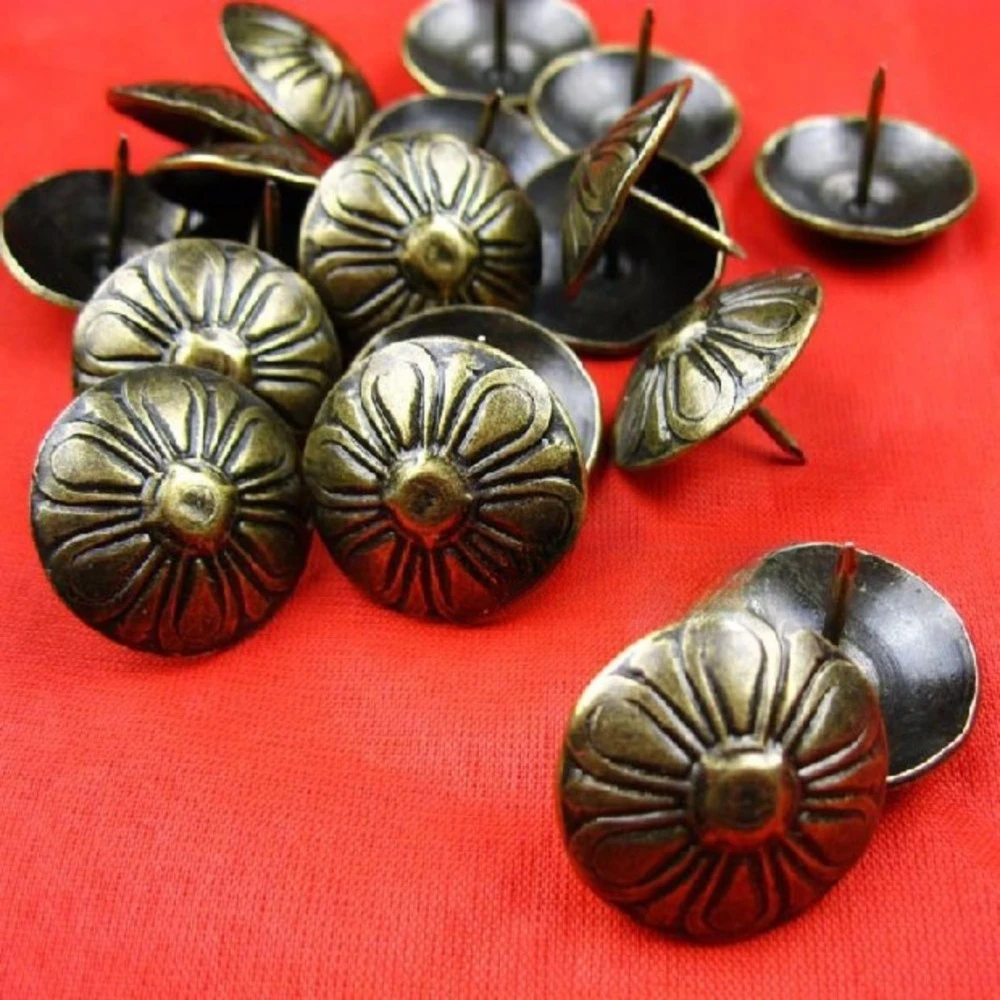 Flower Dome Tack 9-23mm, Antique Chrysanthemum Pattern Nails for Sofa Decoration
