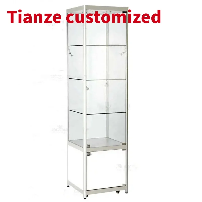 

(customized)Aluminium Framed Upright Glass Display Showcases With Cabinet Retail Shop Display