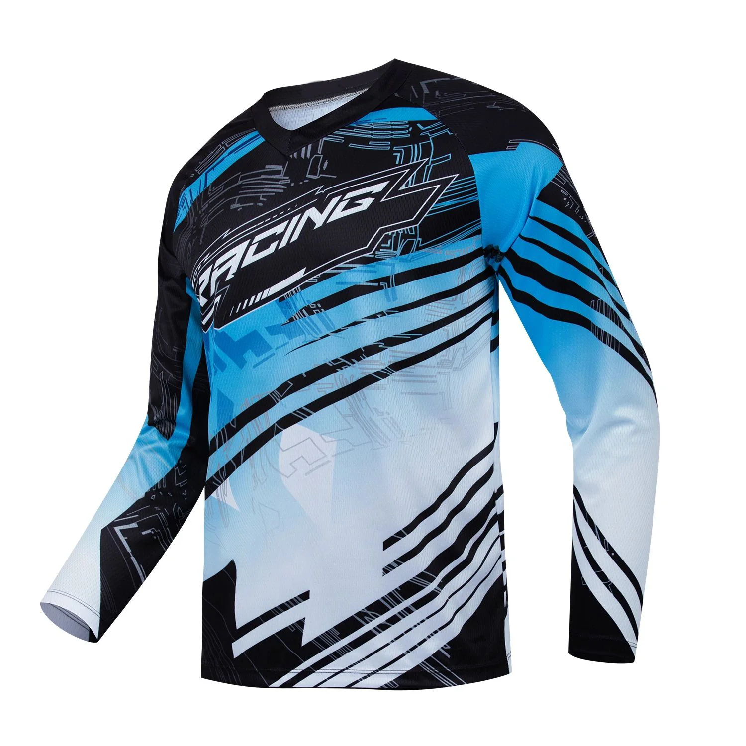 Men's Long Sleeve MTB Cycling Jersey,  All Over Print Motocross MX Shirt, Breathable Outdoor Racing Sports Top  Family Matching
