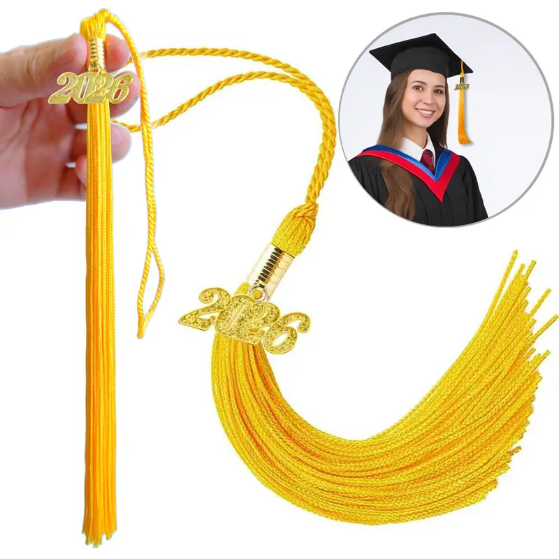 2/5Pcs Tassel 2026 Graduations Cap Tassels Gold Charms Multiple Color Fringe For DIY Crafts Mortarboard Hat Garment  Accessories