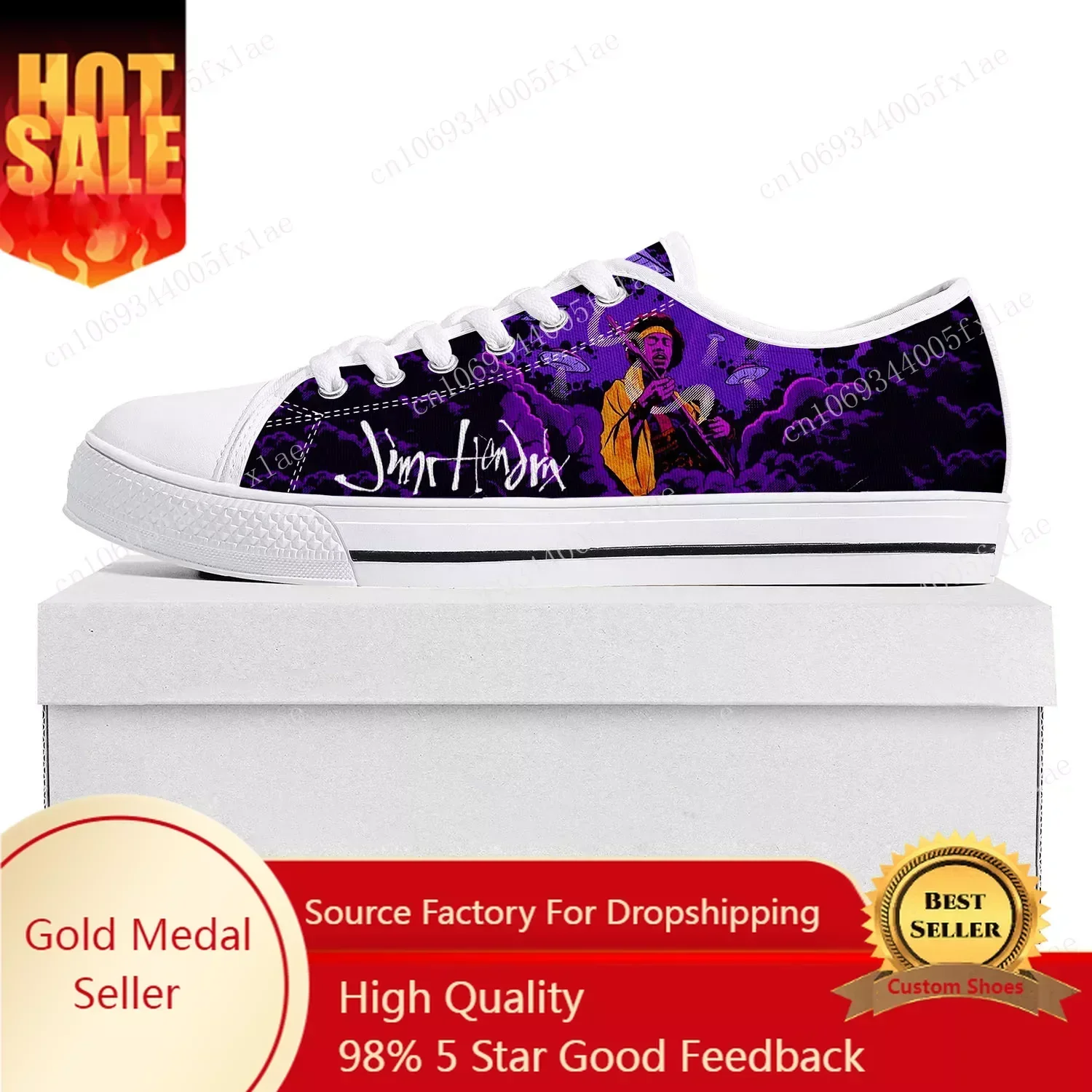 J-Jimi Guitarist Low Top High Quality Sneakers Men Women Teenager Canvas Sneaker H-Hendrix Prode Casual Couple Shoes Custom Shoe