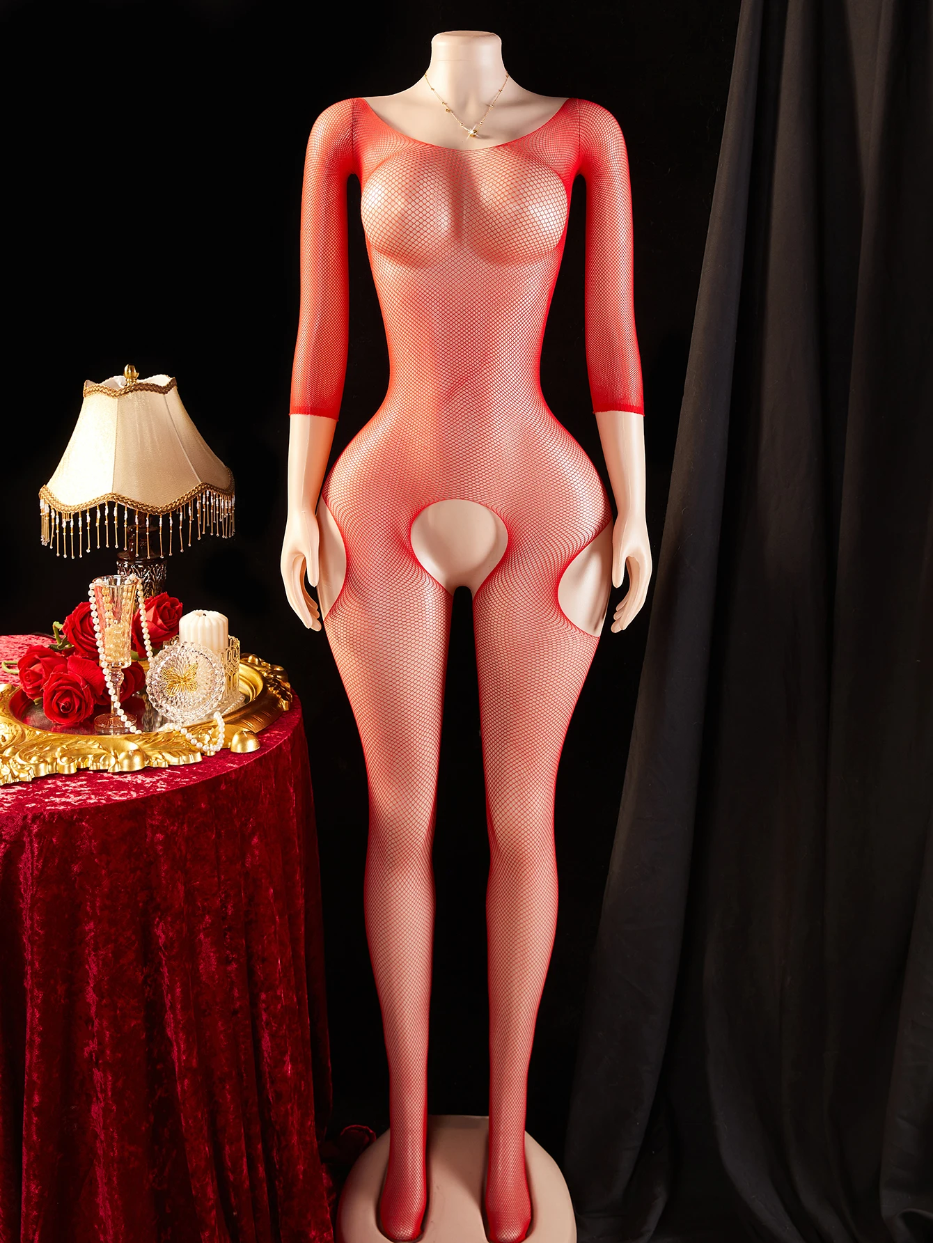 مثير Lingеrie شبكة صيد السمك بوديستوكينج ارتداءها Crotchless المرأة بذلة شكل المناسب عالية الخصر تخزين الحسية الوثن #4