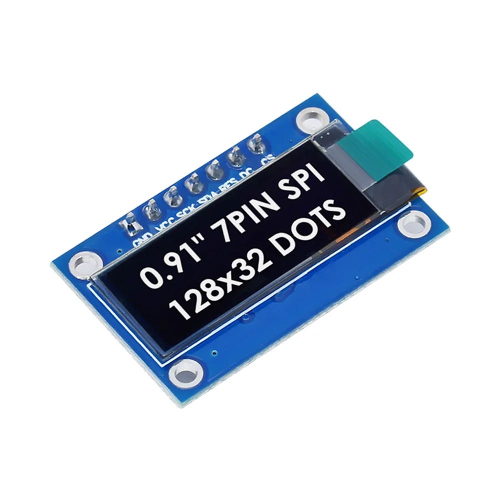 SSD1306 7PIN 0.91inch 128x32 SPI OLED Module 0.91" OLED Display Module White Blue OLED Screen Board For Arduino