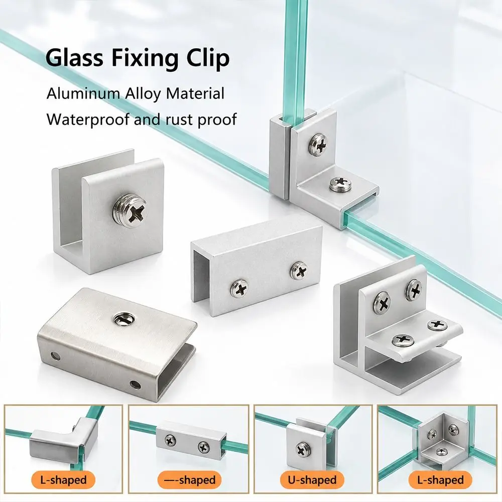 Stainless Steel Tile Clamps Square Clamp Aluminum Alloy Partition Support Clip 4mm To 12mm Without Drilling