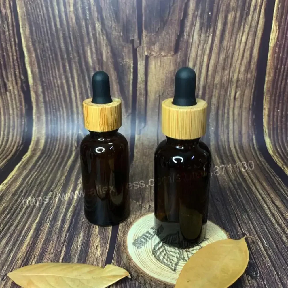 

EmptyDropper Bottle Amber oil Glass Aromatherapy Liquid Brown Drop for massage Pipette essential oil Bottles with bamboo cap