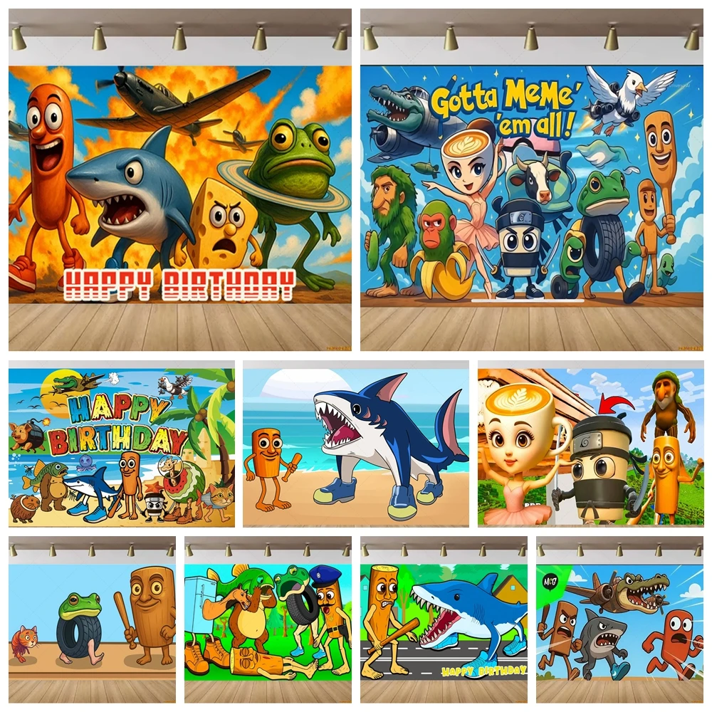 

TungTungTungSahur Brainrot Tralalo Birthday Party Backdrop Photo Booth Banner Garland Kids Baby Shower Cake Table Decoration