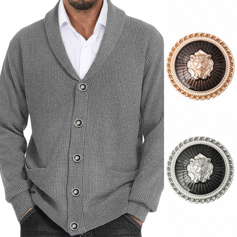 10 Pcs Set High-grade Lion Head Metal Buttons, Suitable for Men and Women's Coats, Jackets, Suits, Cardigans, Decorative Buttons