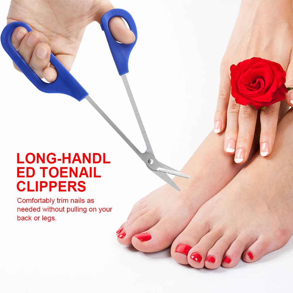 مقص أظافر القدم بمقبض طويل للرجال والنساء ، قاطع أظافر القدم ، مقص قبضة مريح ، شفرات زاوية ، أداة العناية بالأظافر