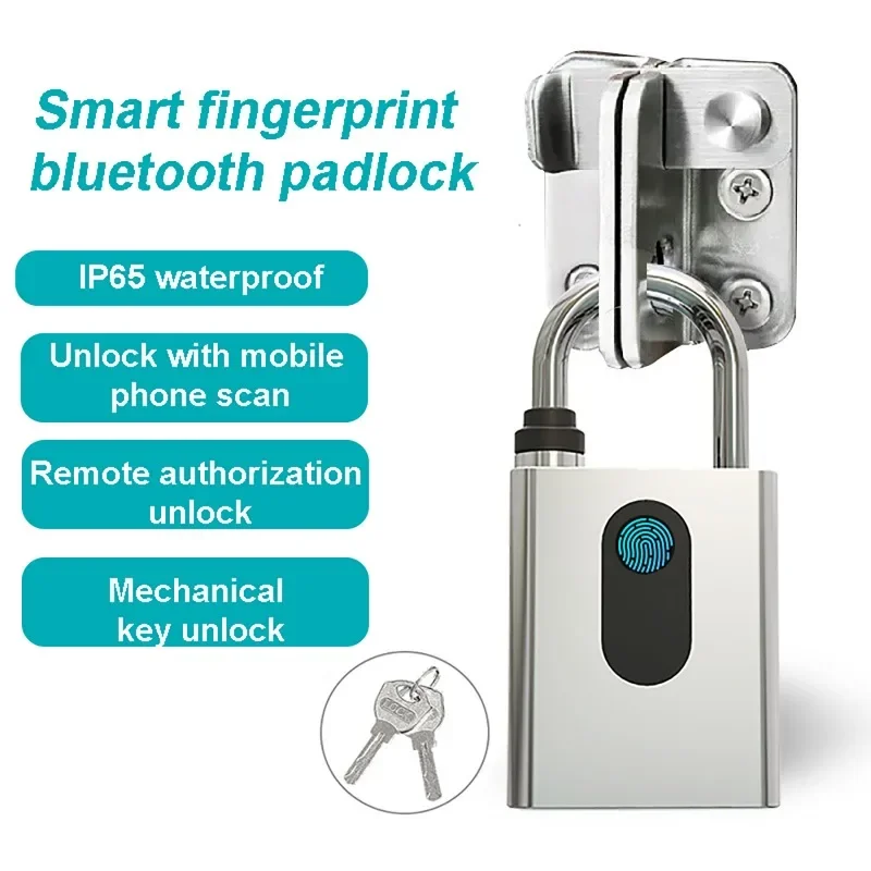 Smart Fingerprint Bluetooth Padlock Portable Biometric Padlock OKLOCK App/Key Unlock USB Charging Waterproof Anti-Theft Lock