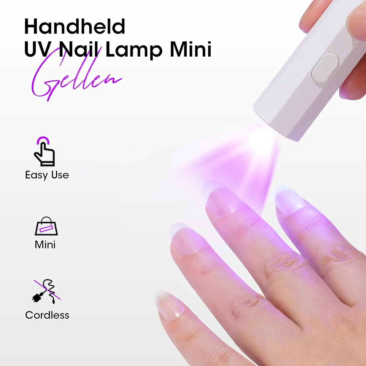 Gellen Mini UV Light for Nails Handheld Portable Gel Nail Polish Dryer Lamp for Glue Fast Drying Manicure Tools Beauty Health
