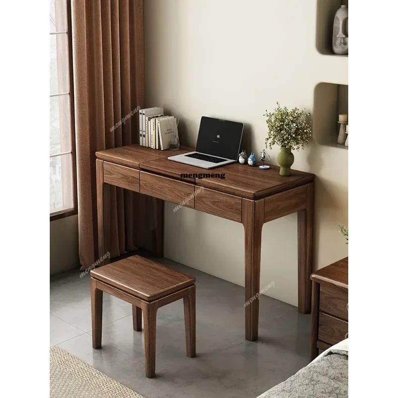 Black walnut dresser solid wood modern simple medieval style bedroom flip cover makeup table desk makeup table integrated