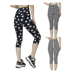 VISNXGI pantaloni estivi donna Capris stampa floreale Leggings Fitness Leggins al polpaccio abbigliamento sportivo elastico corto